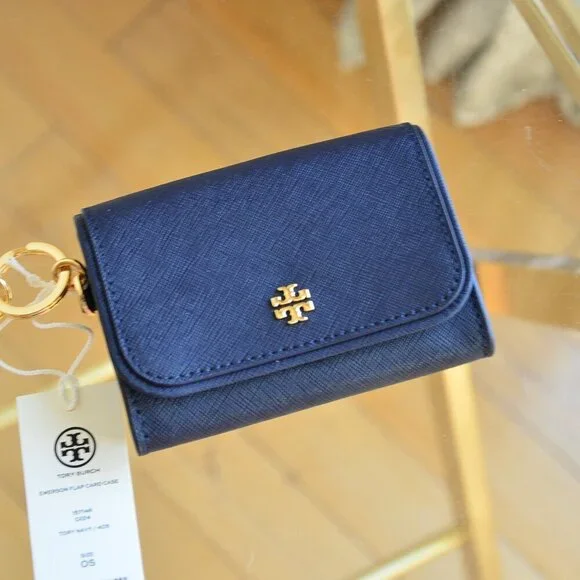 Tory Burch Emerson Flap Card Case Wallet Tory Navy - Picture 2 of 5